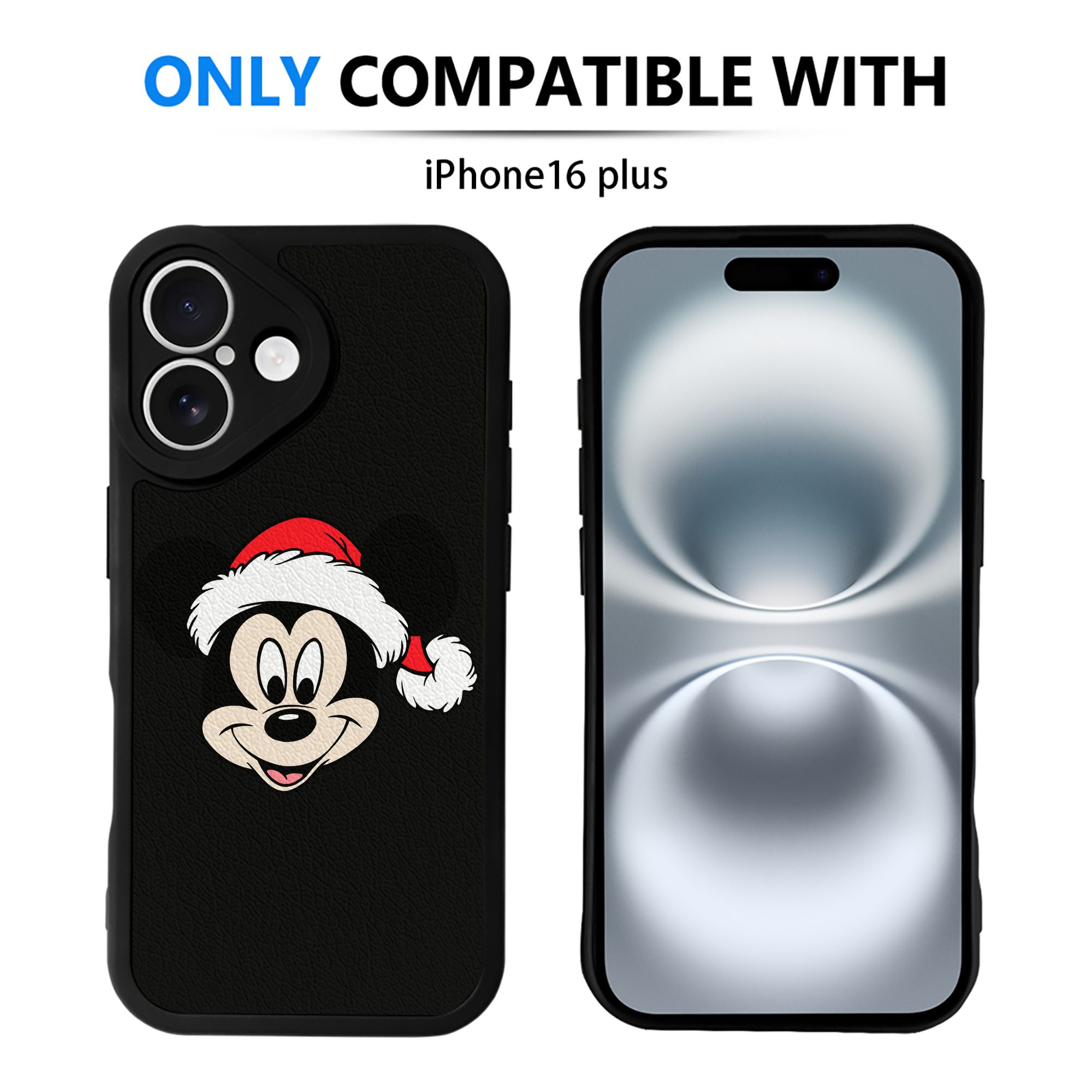 （画像用） ミッキーマウス Mickey Mouse 【iPhone 16シリーズ対応】シリコンスマホケース（レザー調） 材質：シリコン